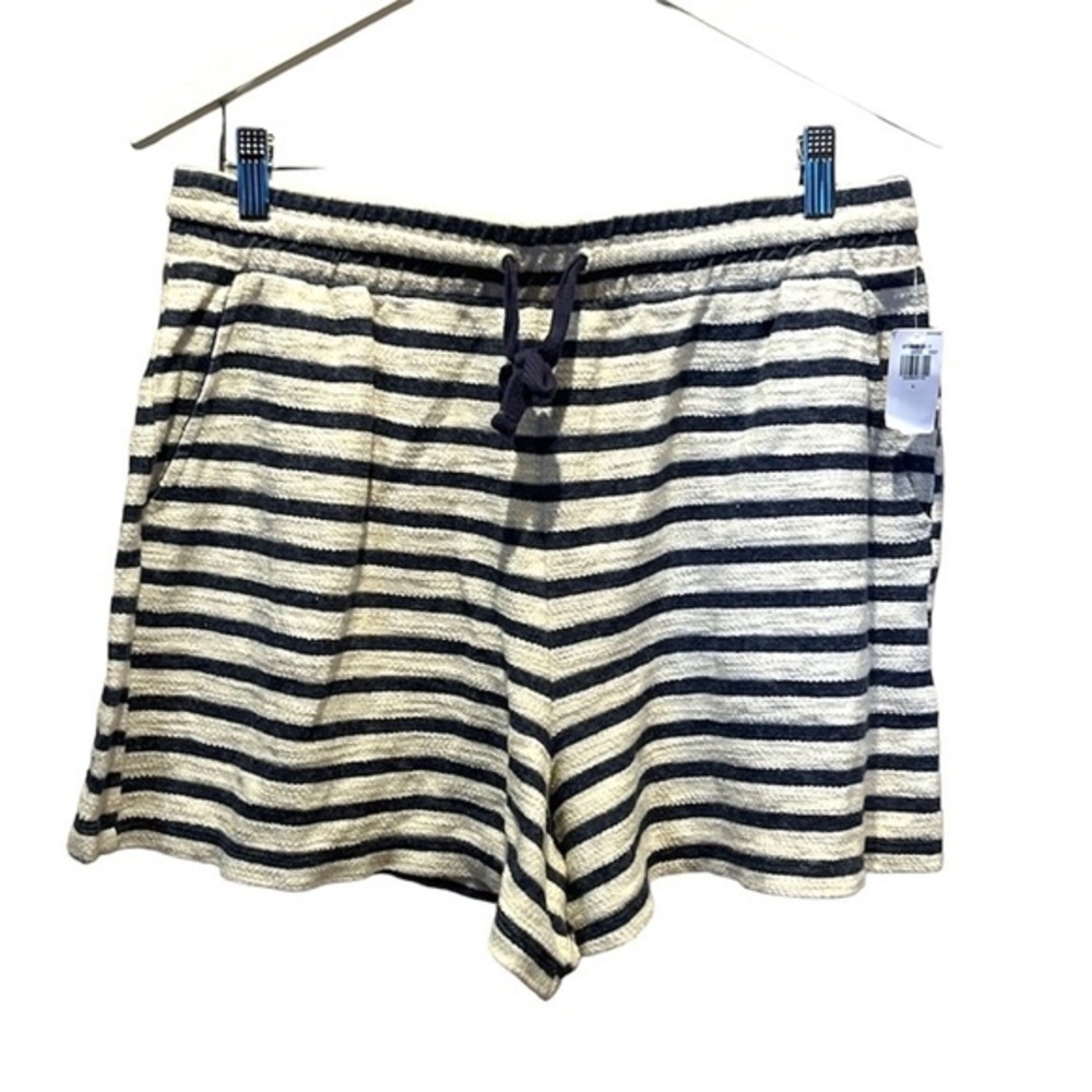 New Old Navy High-Waisted Cali-Fleece Terry Shorts Size Large Blue Stripe NWT